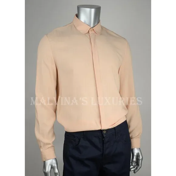 GUCCI DRESS SHIRT MENS FLUID PLAIN WEAVE COTTON OLD ROSE